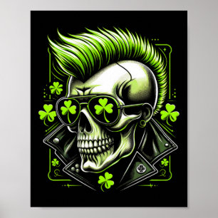 St Patricks Day Shirt Men Boys Kids Green Skull Gr Poster