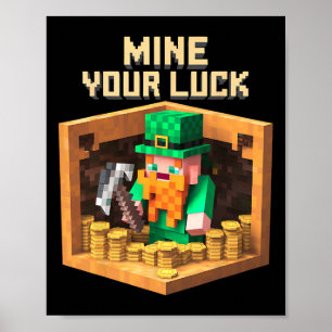 St Patricks Day Shirt Pixel Video Games Funny Boy  Poster