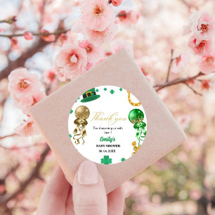 St Patrick's Day Shmarock Thank you Baby Shower Cl Classic Round Sticker