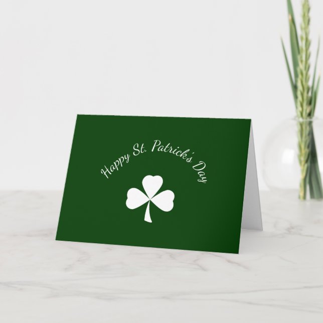 St. Patrick's Day Simple Shamrock Green Holiday Card (Front)
