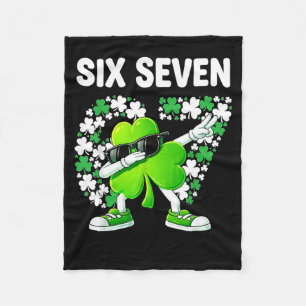 St patricks day six seven 6 7 meme shamrock kids fleece blanket