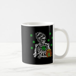 St Patricks Day Skeleton Messy Bun Coffee Saint Pa Mug