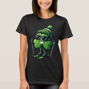 St Patricks Day Skiing Shamrock Clover Irish Men W T-Shirt