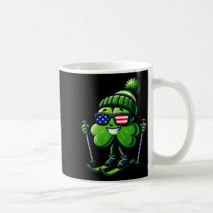 St patricks day skiing shamrock clovers irish coffee mug