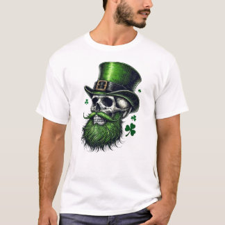 St. Patrick's Day Skull with Green Beard T-Shirt