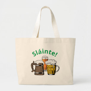 St Patrick's Day Sláinte Beers Large Tote Bag