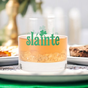 St Patricks Day Slainte Cheers  Whiskey Glass