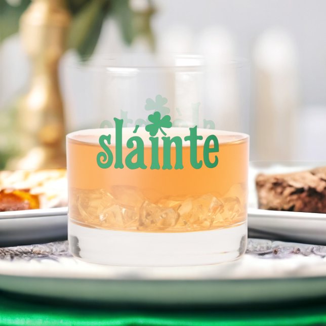 St Patricks Day Slainte Cheers  Whiskey Glass (St Patricks Day Slainte Cheers Whiskey Glass from Ricaso. Fun Irish themed glass for St Paddy's Day)