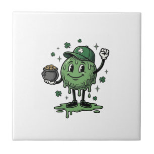 St Patricks Day Slime Mascot Vintage Vector Shirt_ Ceramic Tile
