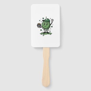 St Patricks Day Slime Mascot Vintage Vector Shirt_ Hand Fan