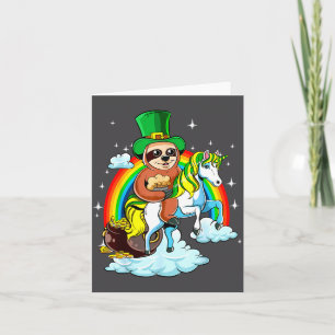 St Patricks Day Sloth On A Unicorn Iri-shirt  Card