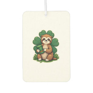 St Patricks Day Sloth Vintage Lucky Clover Art 2 Car Air Freshener