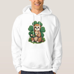 St Patricks Day Sloth Vintage Lucky Clover Art 2 Hoodie