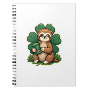 St Patricks Day Sloth Vintage Lucky Clover Art 2 Notebook