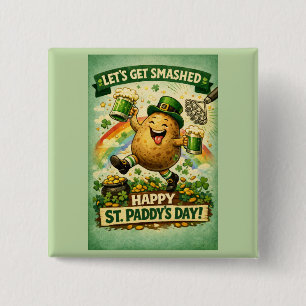 St. Patrick's Day Smashed Spud Funny Button