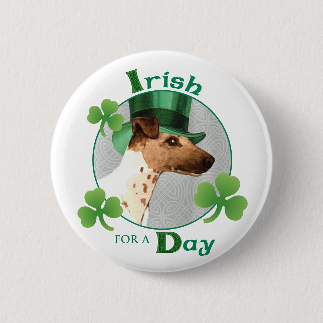 St. Patrick's Day Smooth Fox Terrier 6 Cm Round Badge (Front)