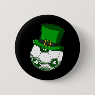 St Patrick's Day Soccer Ll Leprechaun Shamrock Boy 6 Cm Round Badge