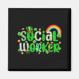 St patrick's day social worker lucky shamrock magnet