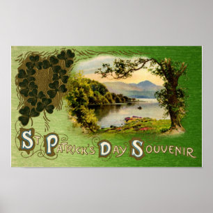 St Patrick's Day Souvenir Vintage Landscape Poster