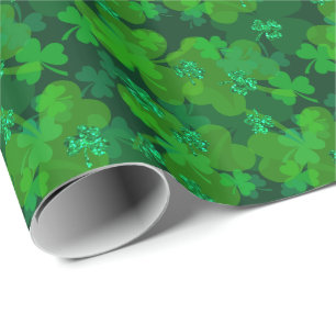St. Patrick's Day Sparkling Shamrock Gift Wrap