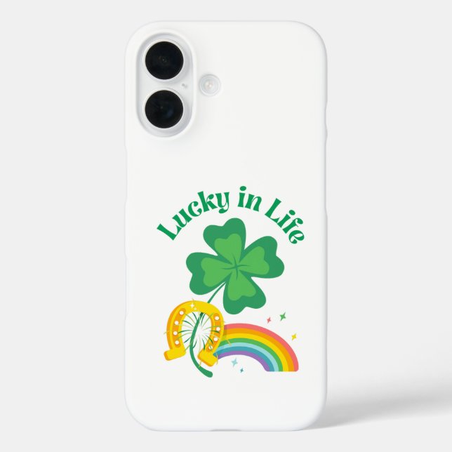 St Patricks Day Special iPhone16 Case Lucky in Lif (Back)