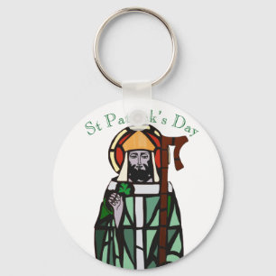 St Patricks Day Stained Glass Window Design Key Ring