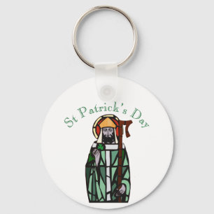St Patricks Day Stained Glass Window Design  Key Ring