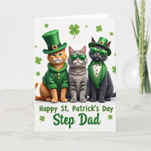 St Patricks Day Step Dad Cats Card