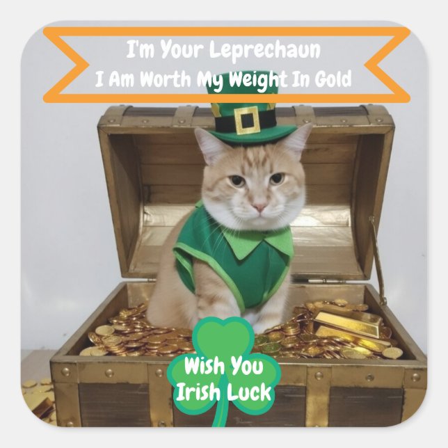 St Patrick's Day Sticker with Cat Humor  (Front)