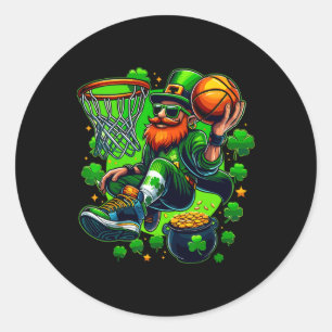 St Patricks Day Stylish Dunking Leprechaun Sketll Classic Round Sticker