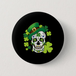 St Patricks Day Sugar Skull Dia De Los Muertos 6 Cm Round Badge