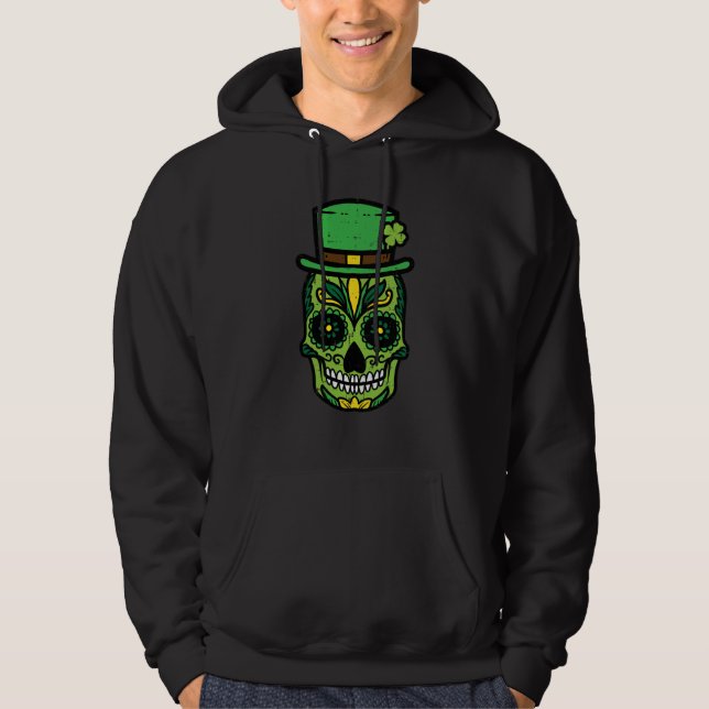 St Patricks Day Sugar Skull Saint Paddys Men Women Hoodie (Front)