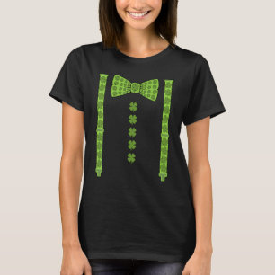 St Patricks Day Suspenders C Shamrock Bow Tie Boys T-Shirt