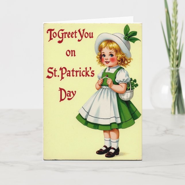 St Patricks Day Sweet Girl Card (Front)