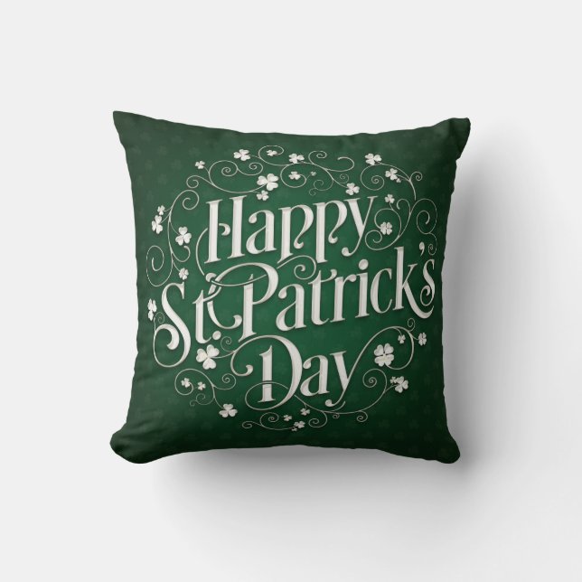 St. Patrick's Day - Swirled Word Art Cushion (Front)
