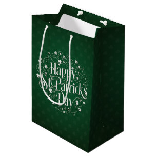 St. Patrick's Day - Swirled Word Art Medium Gift Bag