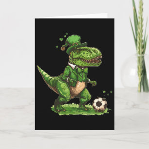 St Patricks Day T Rex Soccer Dinosaur St Patricks Card
