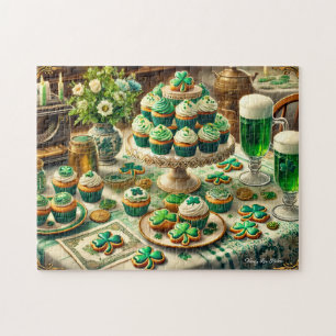 St Patrick's Day Table, Irish Celebration Cupcakes Jigsaw Puzzle