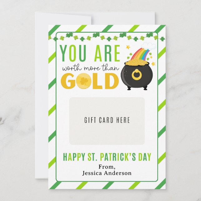 St. Patrick's Day Teacher Appreciation Gift Card (Front)
