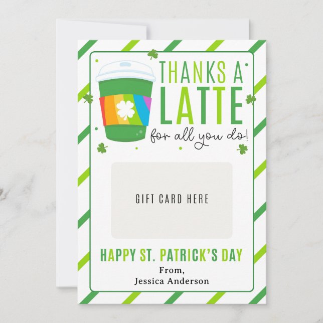 St. Patrick's Day Teacher Coffee Gift Card Holder (Front)