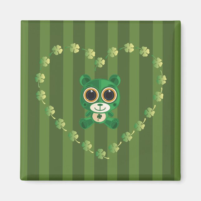 St. Patrick's Day Teddy Bear Magnet (Front)