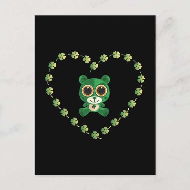 St. Patrick's Day Teddy Bear Postcard (Front)