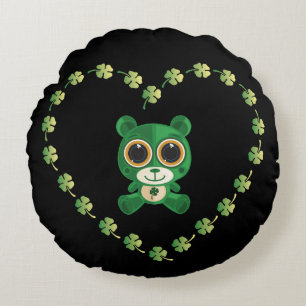 St. Patrick's Day Teddy Bear Round Cushion