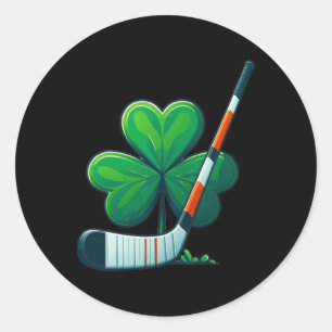 St Patricks Day Tee Shamrock Shirt Hockey St Patri Classic Round Sticker