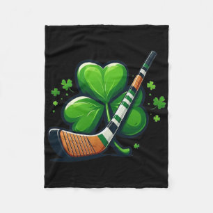 St Patricks Day Tee Shamrock Shirt Hockey St Patri Fleece Blanket