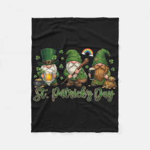 St Patricks Day Three Gnomes Drinking Beer Irish S Fleece Blanket