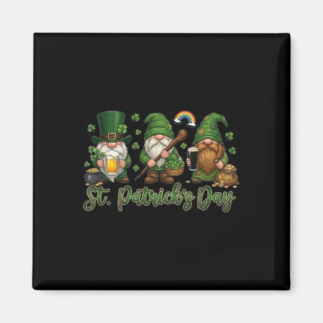 St Patricks Day Three Gnomes Drinking Beer Irish S Magnet (Front)