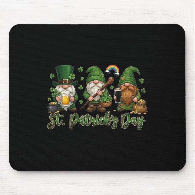 St Patricks Day Three Gnomes Drinking Beer Irish S Mouse Pad (Front)