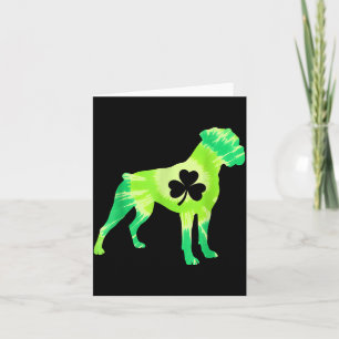 St Patricks Day Tie Dye Boxer Dog Shamrock Irish Card