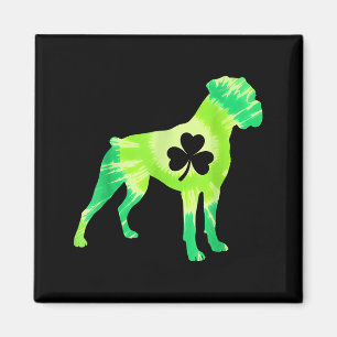 St Patricks Day Tie Dye Boxer Dog Shamrock Irish Magnet